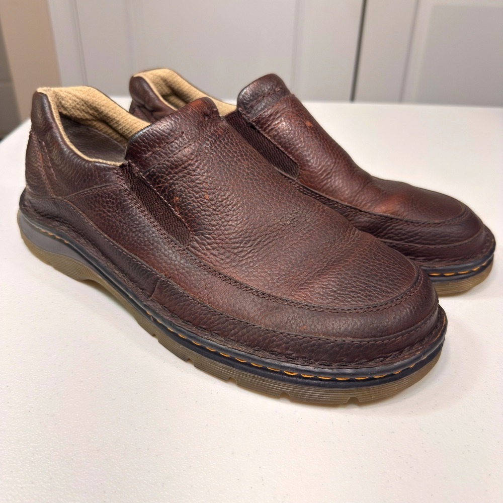 Dr. Martens 11198 Brown Leather Slip On Loafers Workwear Shoes Mens 11